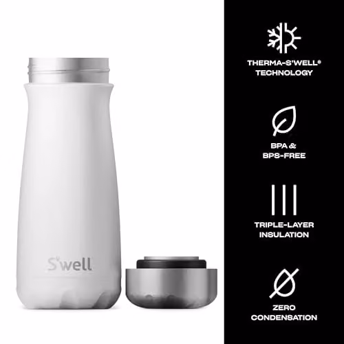 S'well Stainless Steel Traveler Vacuum-Insulated Travel Mug, White, 473 ml – 3