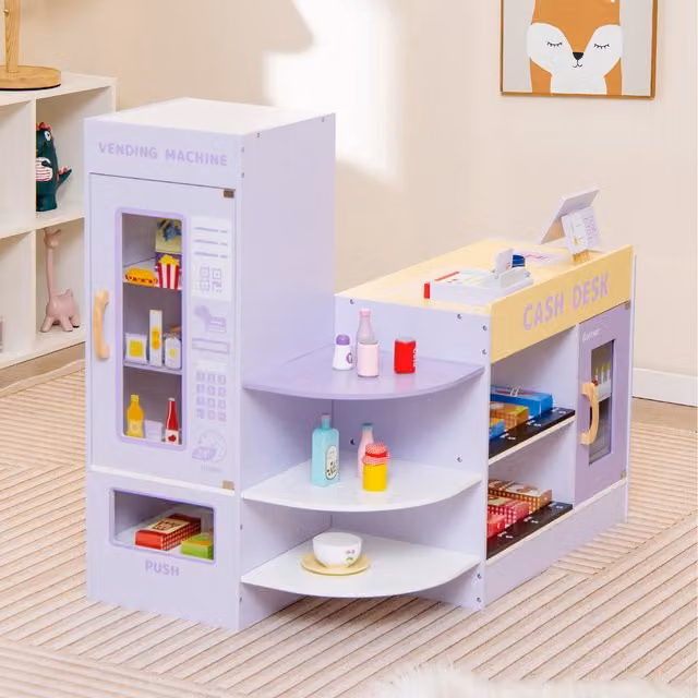 COSTWAY Kids Grocery Store Playset in Purple