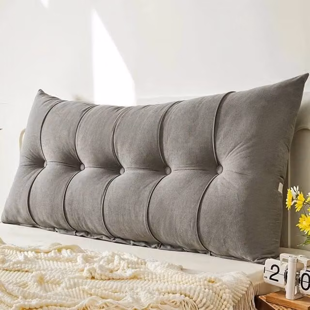 KORVIXA Grey Polyester Wedge Bed Reading Cushion Pillow