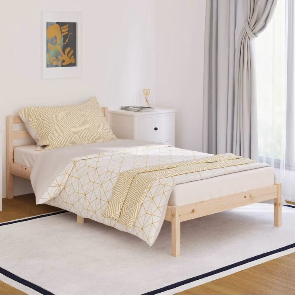 Berkfield Home Rustic Solid Wood Pine Day Bed in Natural, W/D/H: 100 x 200 cm – 2