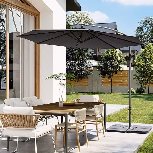 Breeins 3m Cantilever Parasol with Fillable Steady Base in Dark Grey