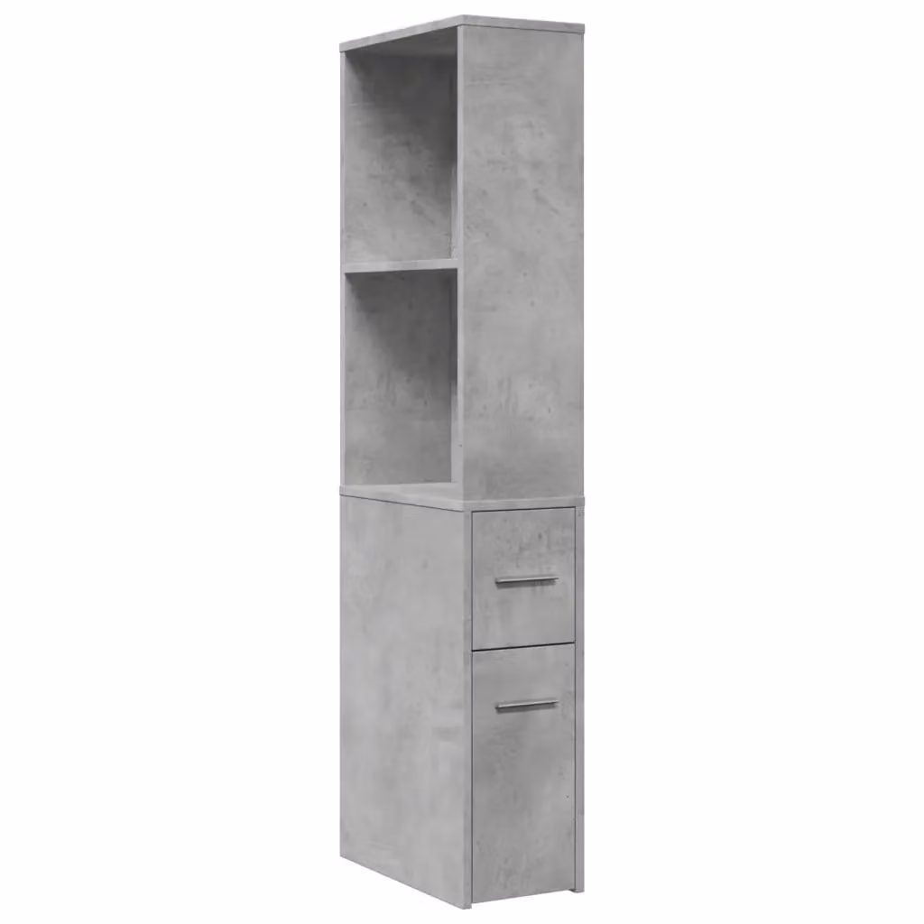 Berkfield Home Narrow Freestanding Bathroom Cupboard with Wheels in Concrete Grey – 2