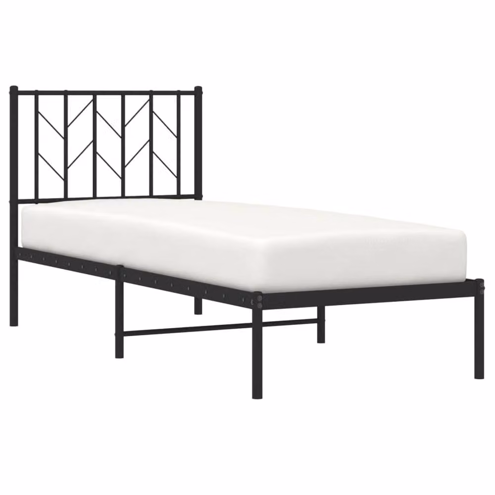 Berkfield Home Metal Bed Frame with Headboard in Black, W/D/H: 75 x 190 cm – 3