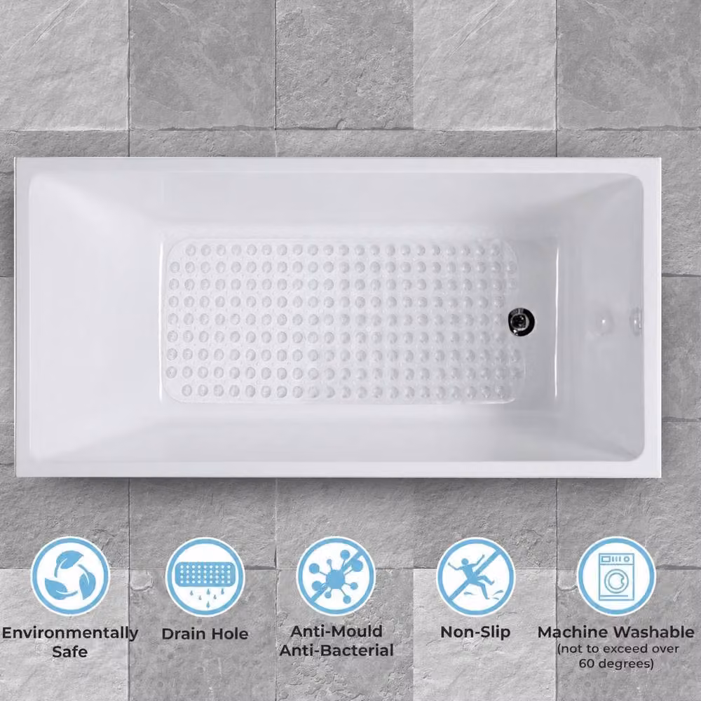 Top 3 Non-Slip Durable Bath Shower Mat with Suction Cups, Clear, W: 100 cm, D: 40 cm – 2