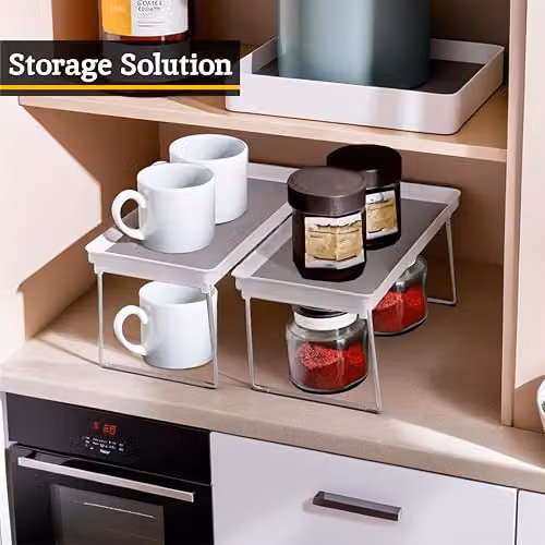 Orsina Set of 2 Adjustable Kitchen Shelf Inserts in Grey or White – 4