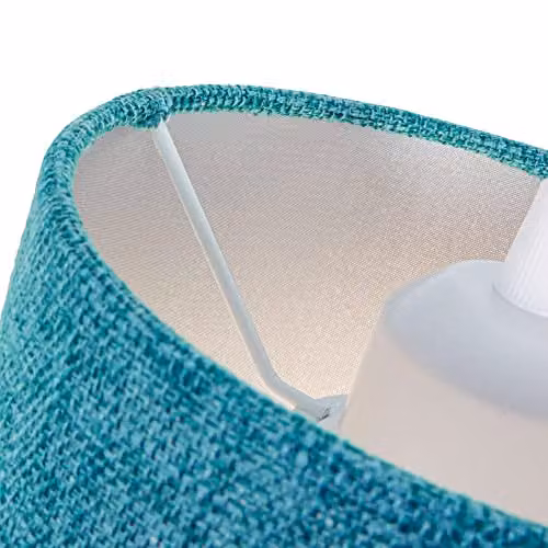 Happy Homewares Modern Teal Linen Fabric Cylindrical Lampshade with Silver Lining, Width: 16 cm – 2