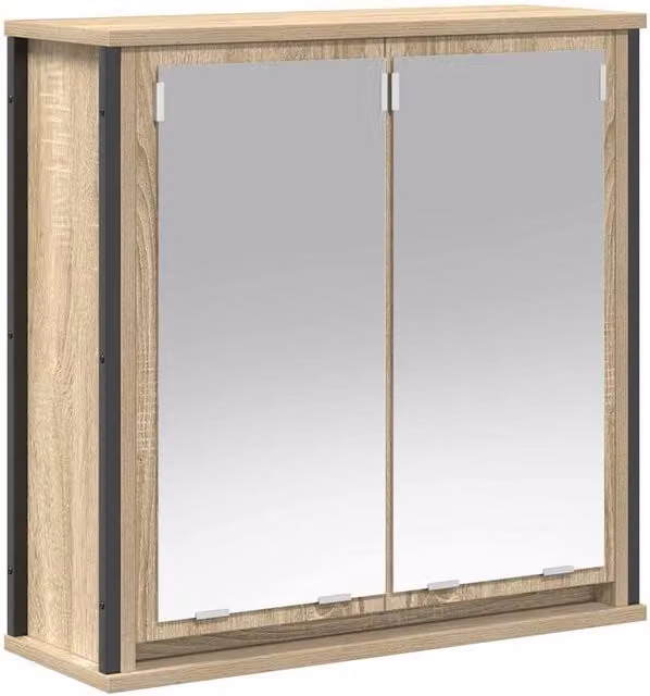 Berkfield Home Modern Bathroom Wall Cabinet with Mirror in Sonoma Oak Brown, W: 60 cm, D: 21 cm, H: 60 cm – 1