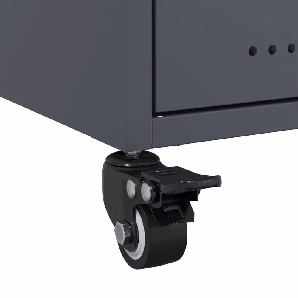 Berkfield Home Set of 2 Anthracite Metal Bedside Cabinets, W/D/H: 36 x 39 x 43.5 cm – 3