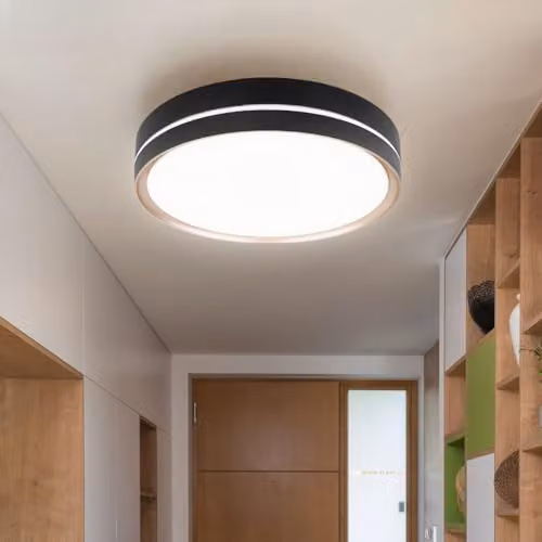 Netlighting Manni LED Semi Ceiling Light Black, Dimmable with Remote Control, Diameter: 38.5 cm – 4