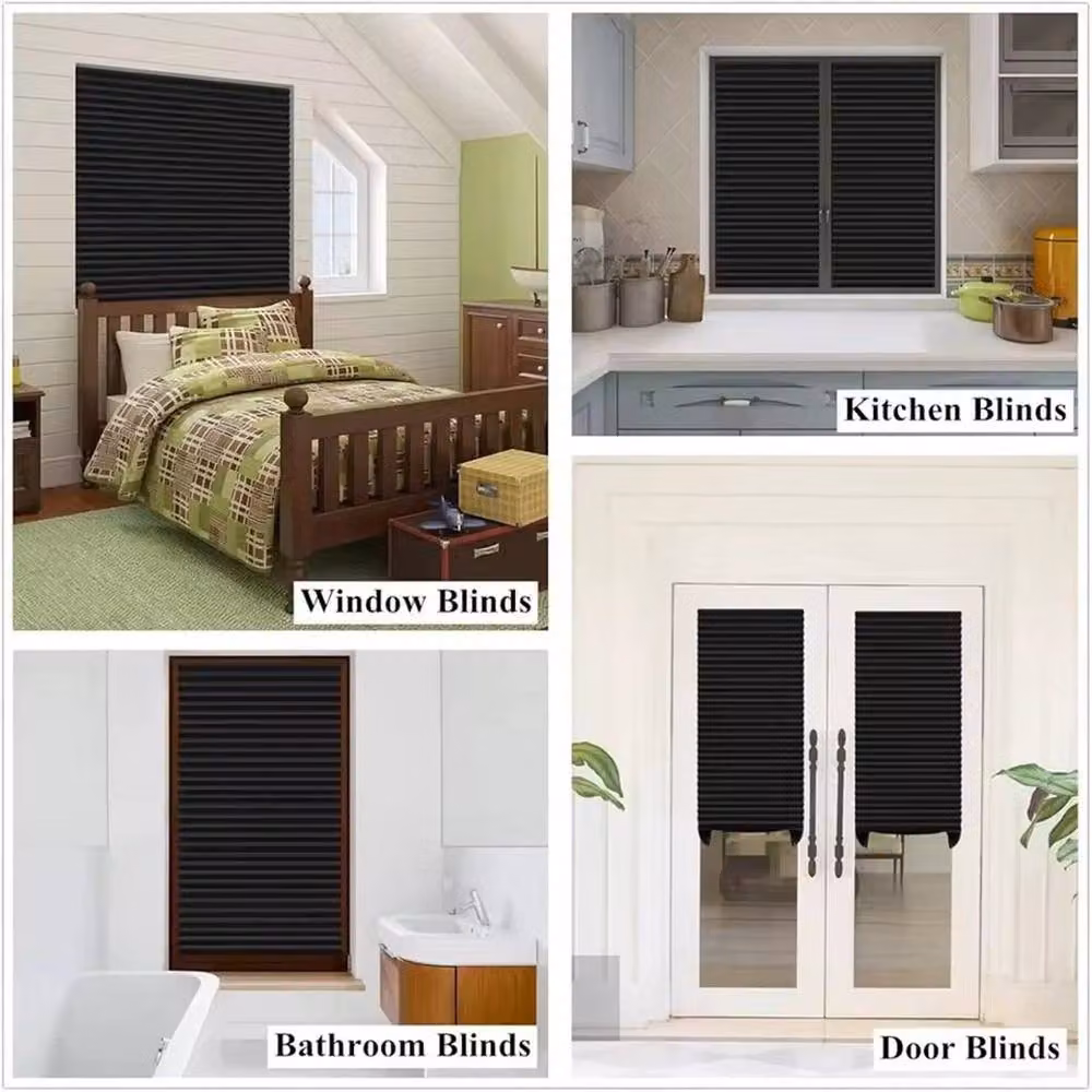 PAWNORA Blackout Single Pleat Blinds, Black, W: 60 cm, H: 180 cm – 3