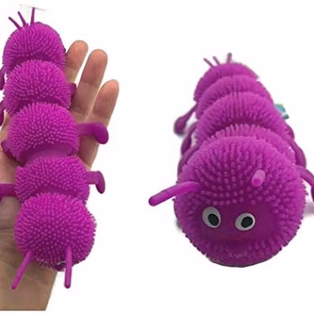 UMKYTOYS Purple Squishy Caterpillar Sensory Toy for Kids