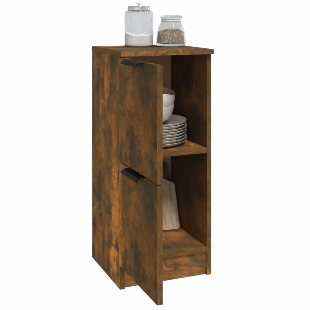 Berkfield Home Set of 2 Smoked Oak Wall Mounted Sideboards in Brown, W/D/H: 30 x 30 x 70 cm – 3