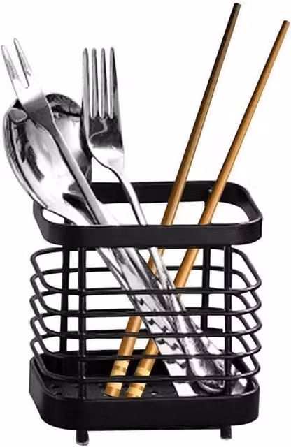 KORVIXA Black Stainless Steel Freestanding Cutlery Holder W: 100 cm, D: 100 cm, H: 100 cm – 1