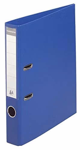 Exacompta Prem'Touch PVC Lever Arch File for A4 Documents, 2 Rings, 50mm Spine, Dark Blue – 1