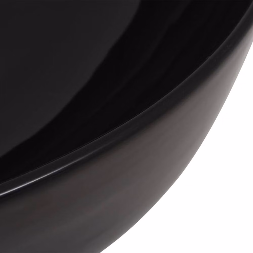 Berkfield Home Round Ceramic Basin in Black, Diameter: 41.5 cm, Height: 13.5 cm – 3