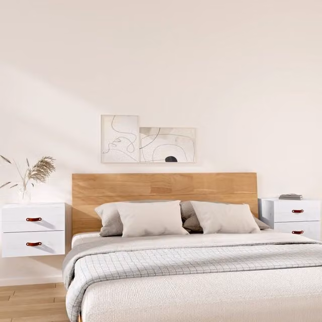 Berkfield Home Wall-mounted Bedside Cabinets, 2 Pack, White, W: 50 cm, D: 36 cm, H: 40 cm