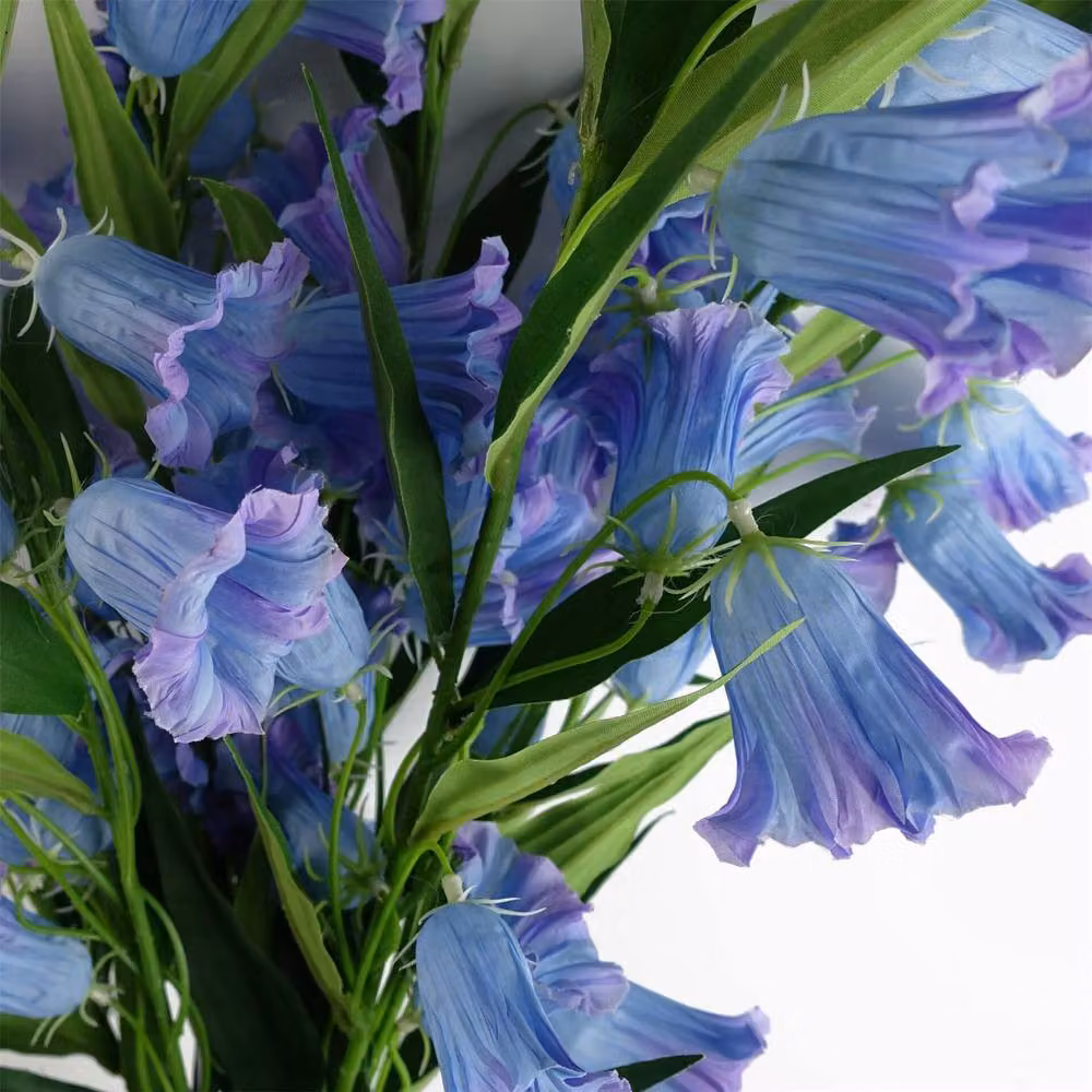 Leaf Botanik Blue and Green Artificial Trumpet Flower Stems, Pack of 6, Height: 100 cm – 4