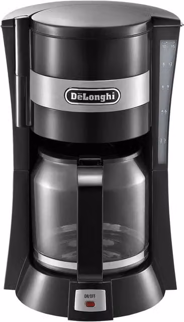DeLonghi Series Filter Coffee Machine with Glass Jug, Black and Silver, 1.25 l