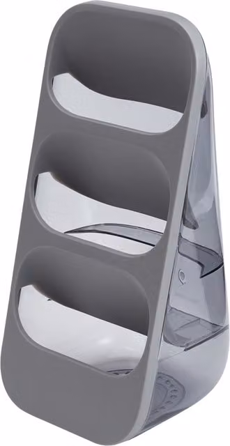 Livingandhome Freestanding 3-Compartment Plastic Utensil Holder, Grey