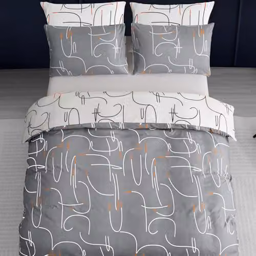 Pamposh Grey Single Duvet Cover and Pillowcase Set, Reversible Brushed Microfibre Bedding with Zip Closure, W: 135 cm x L: 200 cm and Pillowcase: 50 x 75 cm – 4