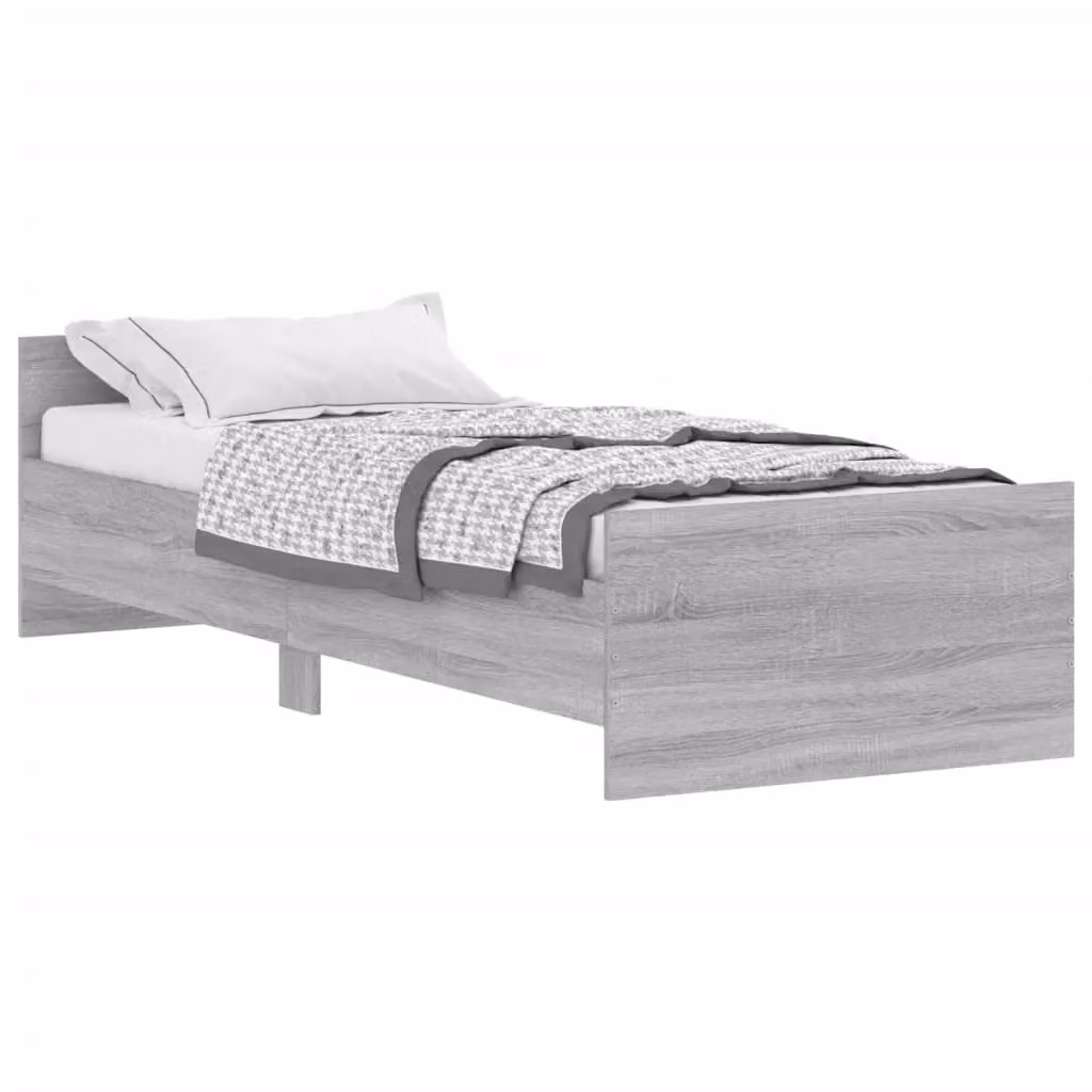 Berkfield Home Sonoma Small Single Bed Frame in Grey Engineered Wood W: 75 cm, L: 190 cm – 2