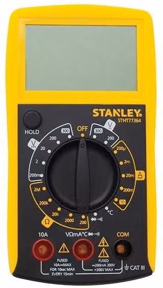Stanley AC/DC Digital Multimeter in Yellow and Multicolour