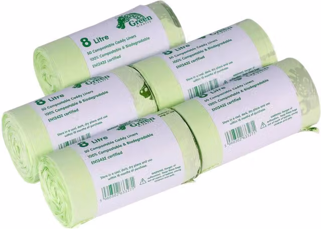 Green Giraffe 8 Litre Food Bin Caddy Liners in Green (Pack of 5)