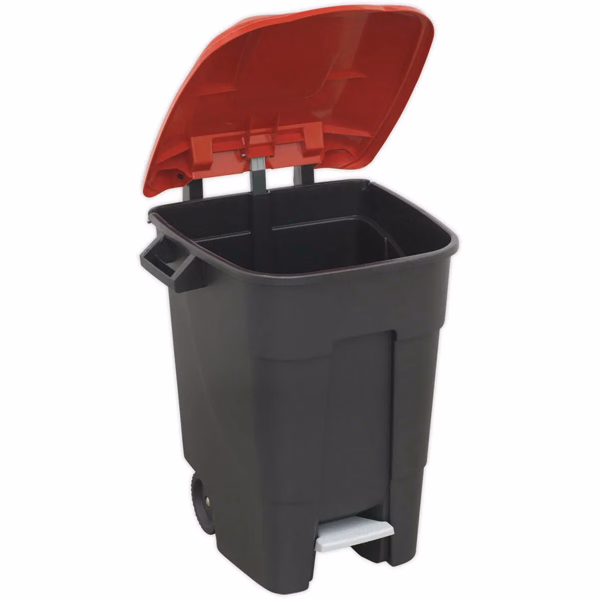 Loops 100 Litre Red Plastic Wheelie Bin with Foot Pedal and Two 200mm Wheels – 2