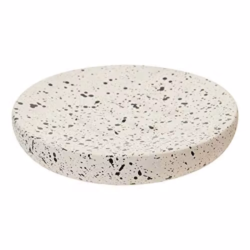 Orsina Gozo Stone Soap Dish with Drainage, Black, Grey and White, W: 12 cm, D: 2 cm, H: 12 cm