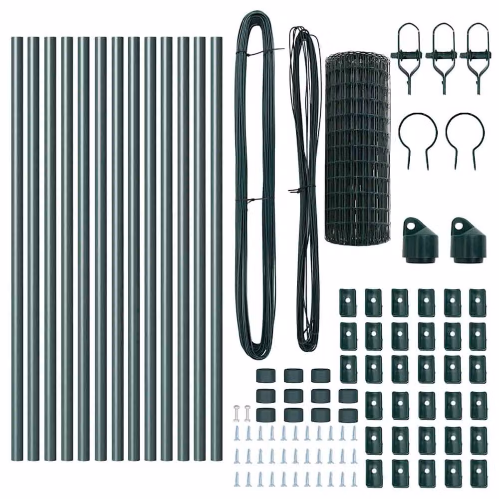 Berkfield Home Euro Fence with 13 Round Posts, Galvanised Steel, Green, 0.6 x 25 m – 5