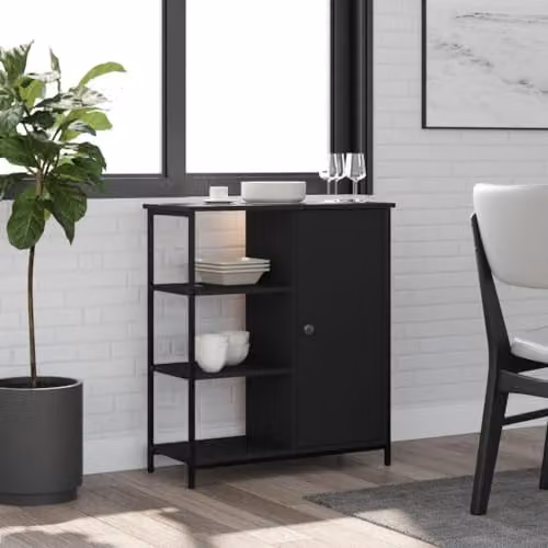 vidaXL Modern Black Sideboard in MDF, W/D/H: 70 x 30 x 80 cm – 2
