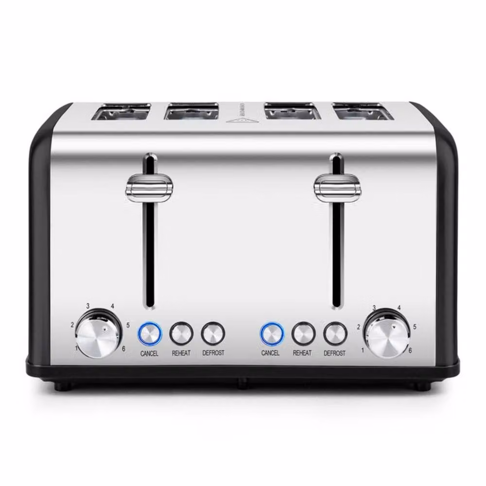 Cusimax 4 Slice Toaster with Extra-Wide Slots and 6 Browning Levels in Black Stainless Steel – 2