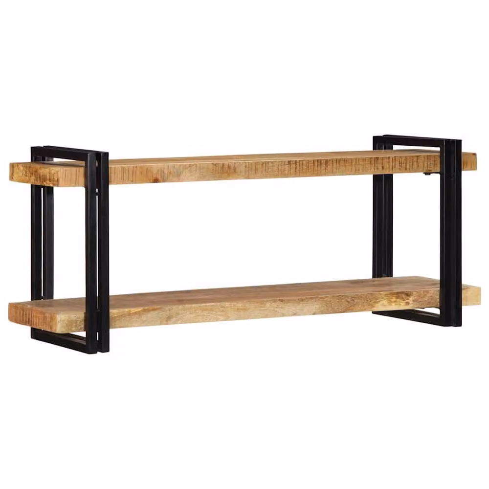 Berkfield Home Wall Mounted Industrial Mango Wood Shelf in Brown, W/D/H: 110 x 33 x 45 cm – 2