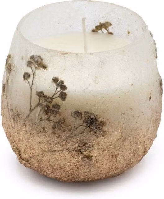 KDMD Wildlight Woods Scented Glass Jar Candle with Dried Wildflowers in Brown – 1