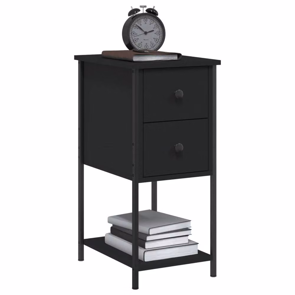 Berkfield Home Black Modern Bedside Cabinet W/D/H: 32 x 42 x 70 cm – 2