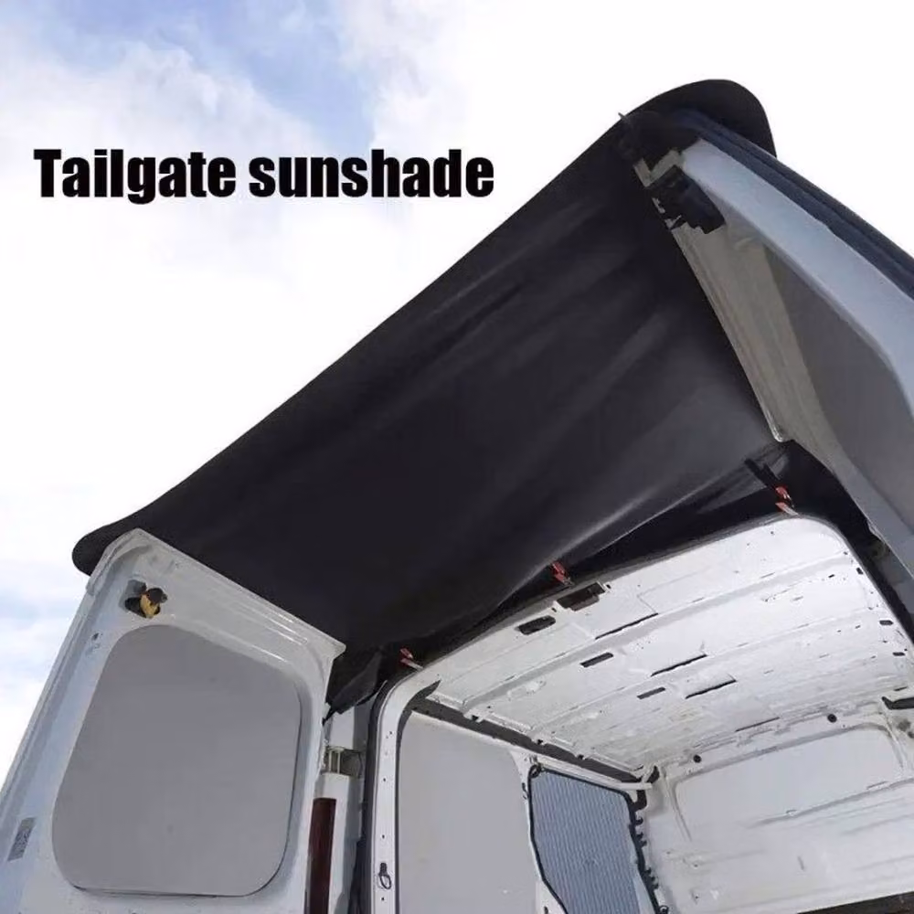 FLAVORA Universal Van Rear Barn Door Awning Cover in Black, W: 100 cm, D: 50 cm, H: 50 cm – 2