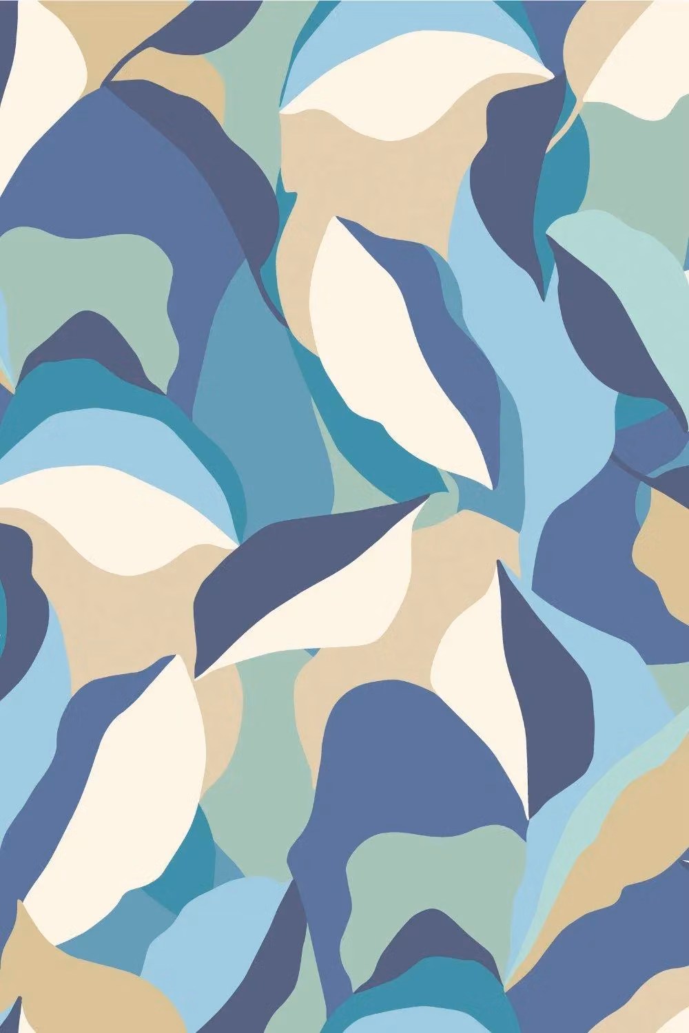 Hoopla Walls Leafy Patchwork Matt Wallpaper in Blue and Multicolour with Abstract Botanical Design – 2