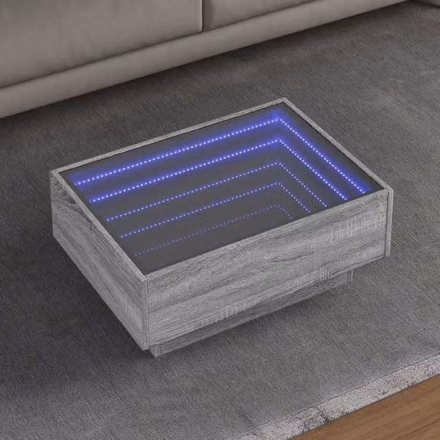 Berkfield Home LED Coffee Table in Grey Sonoma, W/D/H: 70 x 50 x 30 cm – 1