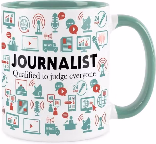 Purely Home Novelty Journalist Ceramic Mug in Turquoise