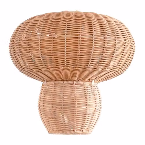 ValueLights Portobello Natural Brown Rattan Mushroom Easy Fit Ceiling Pendant Lamp Shade, Width: 30 cm