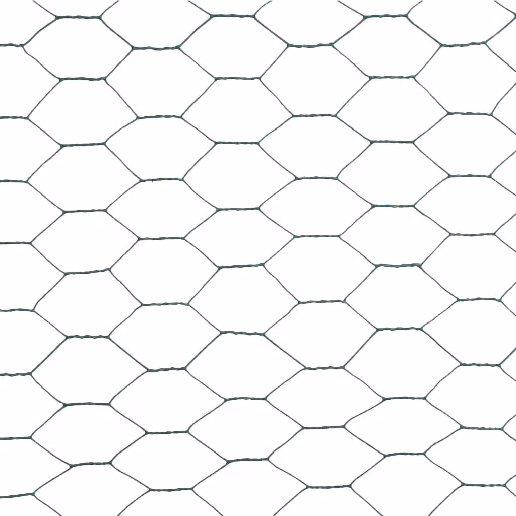 Berkfield Home Green PVC Coated Steel Chicken Wire Fence, 25 x 1.2 m – 4