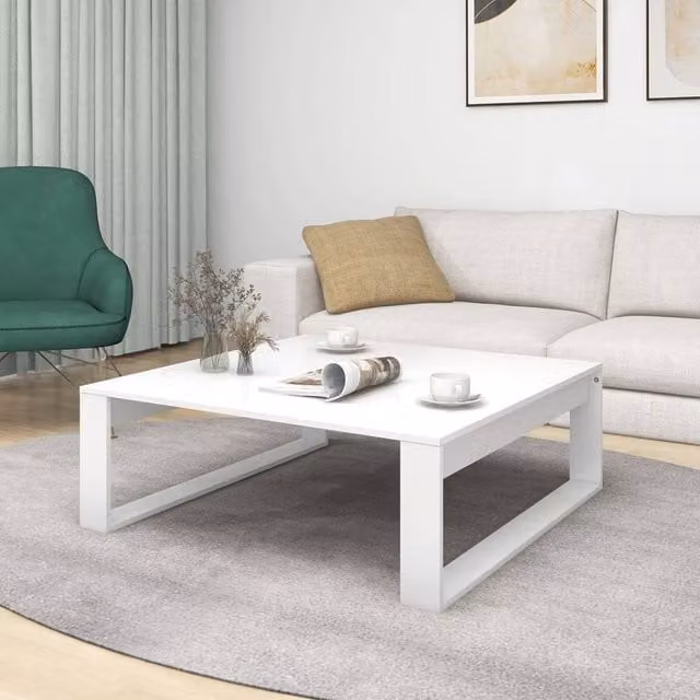 Berkfield Home Decorative White Square Coffee Table in Engineered Wood W/D/H: 100 x 100 x 35 cm – 1