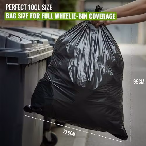 Ecobag Black Heavy-Duty Refuse Sacks, 100 l, 50 Pack – 7