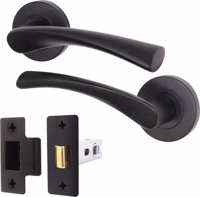 AFIT Matt Black Door Handle and Latch Set