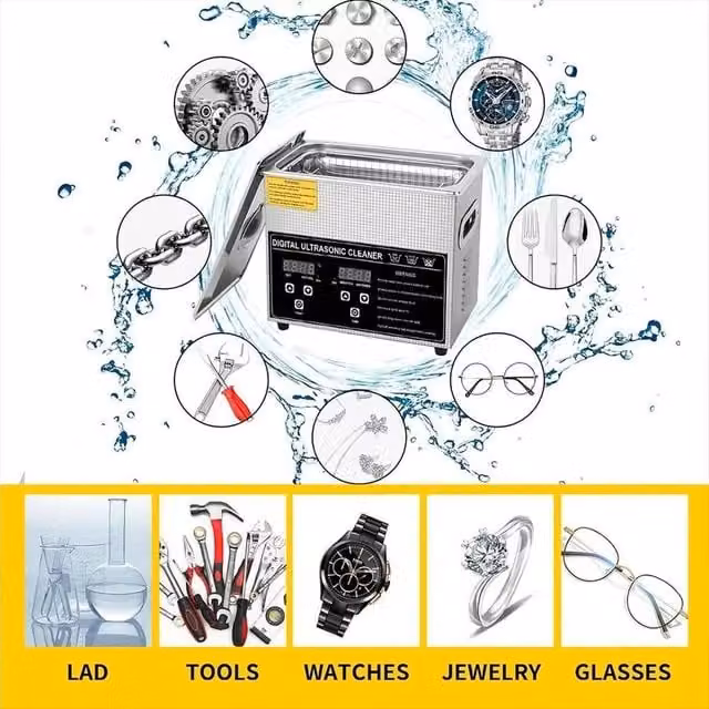 FLAVORA 2.0L Digital Ultrasonic Cleaner Tank in Silver Stainless Steel