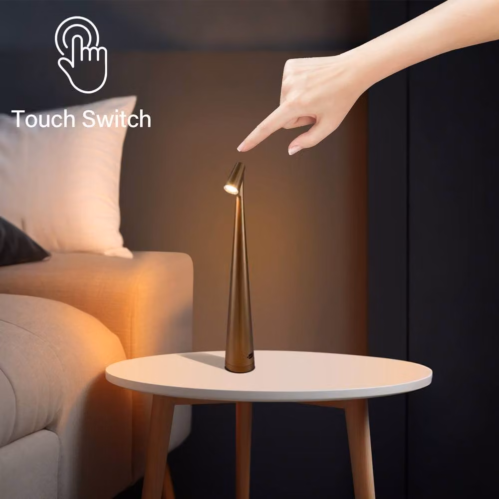 INMTFEI Rechargeable Touch Bedside Lamp in Brown with Dimmer and Warm White Light – 6