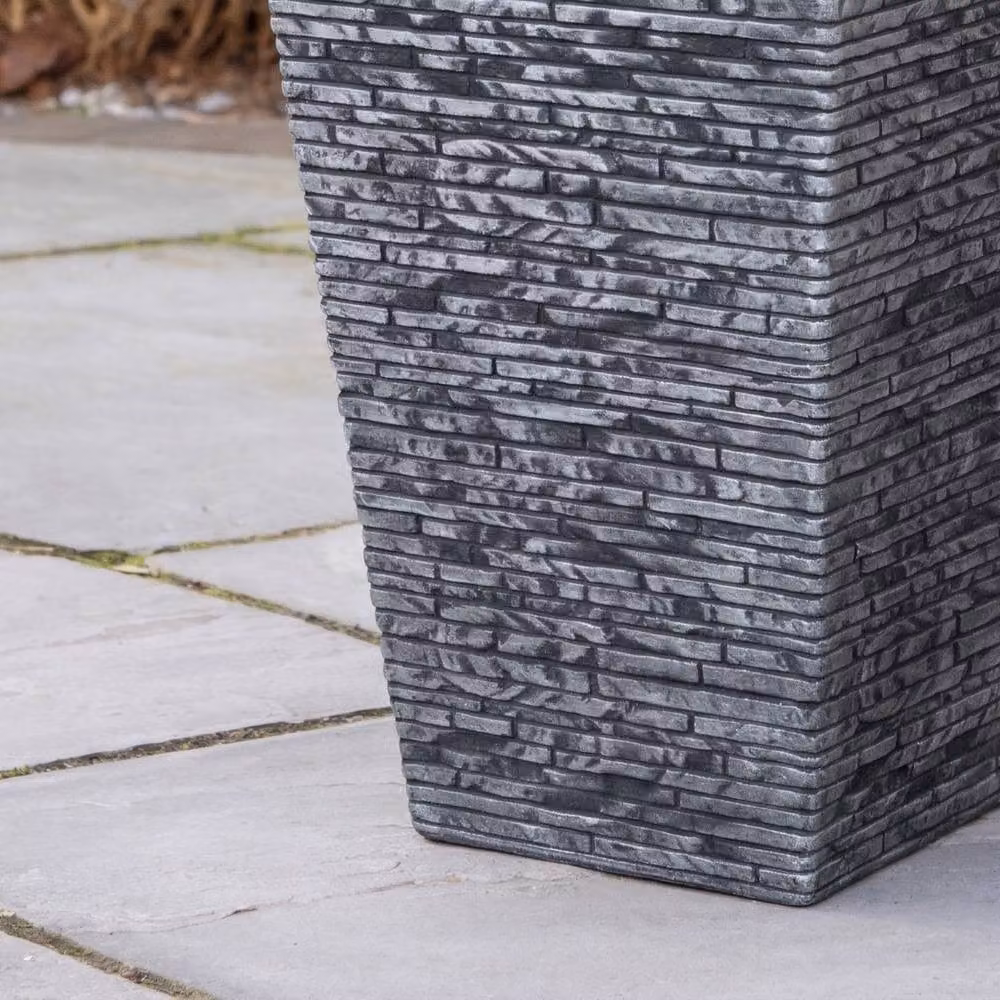 Samuel Alexander Large Square Plastic Slate Effect Garden Planter in Grey, W: 30 cm, D: 45 cm – 5