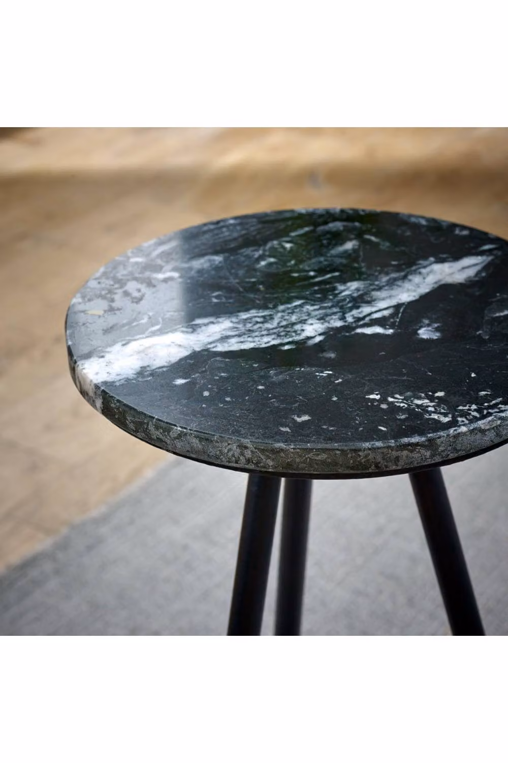 IH Design Farleigh Black Marble Top Side Table with Metal Legs, W/D/H: 30 x 30 x 45 cm – 3