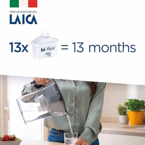 LAICA Prime Line Water Filter Jug and 13 Bi-flux Cartridges, Black, 3 l – 2