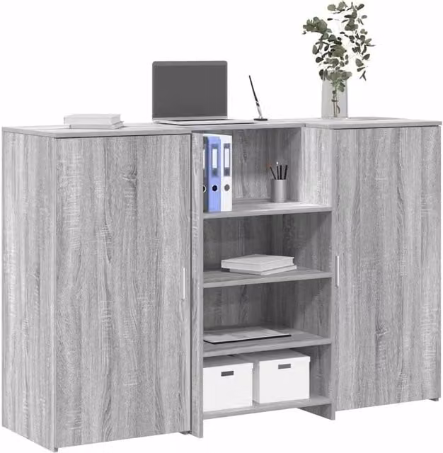 Berkfield Home Reception Desk in Grey Sonoma, W/D/H: 155 x 50 x 103.5 cm